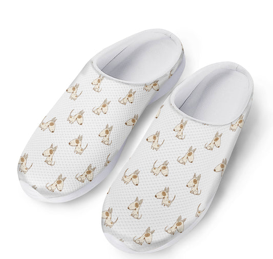Cartoon Bull Terrier Pattern Print Mesh Casual Shoes