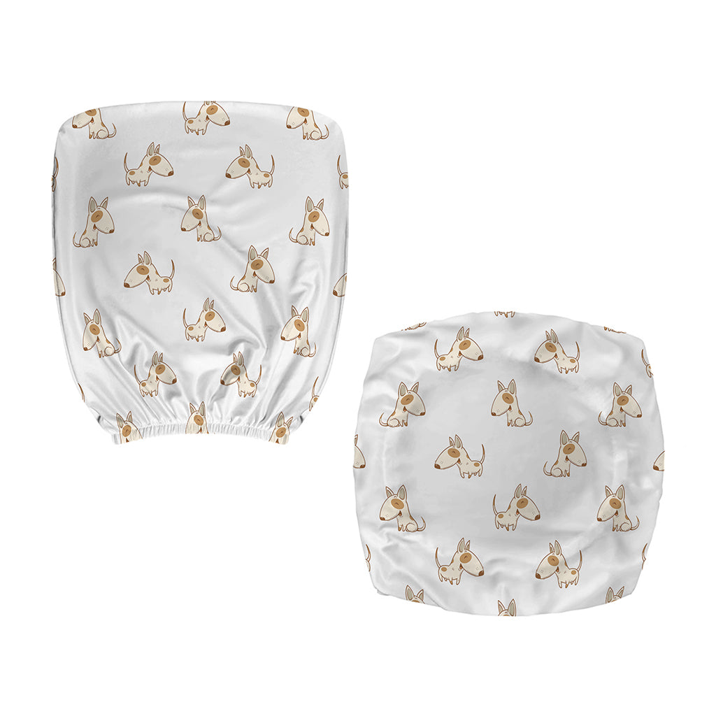 Cartoon Bull Terrier Pattern Print Office Chair Cover