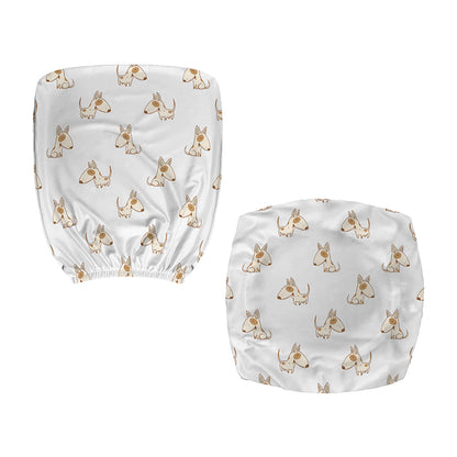 Cartoon Bull Terrier Pattern Print Office Chair Cover
