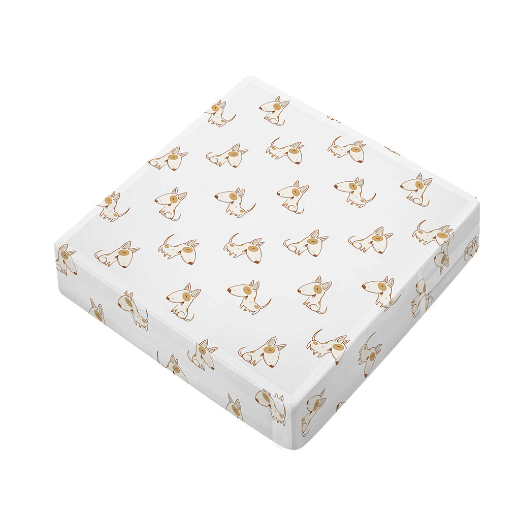 Cartoon Bull Terrier Pattern Print Outdoor Seat Cushion Cover