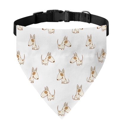 Cartoon Bull Terrier Pattern Print Over The Collar Dog Bandana