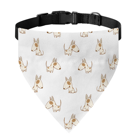 Cartoon Bull Terrier Pattern Print Over The Collar Dog Bandana