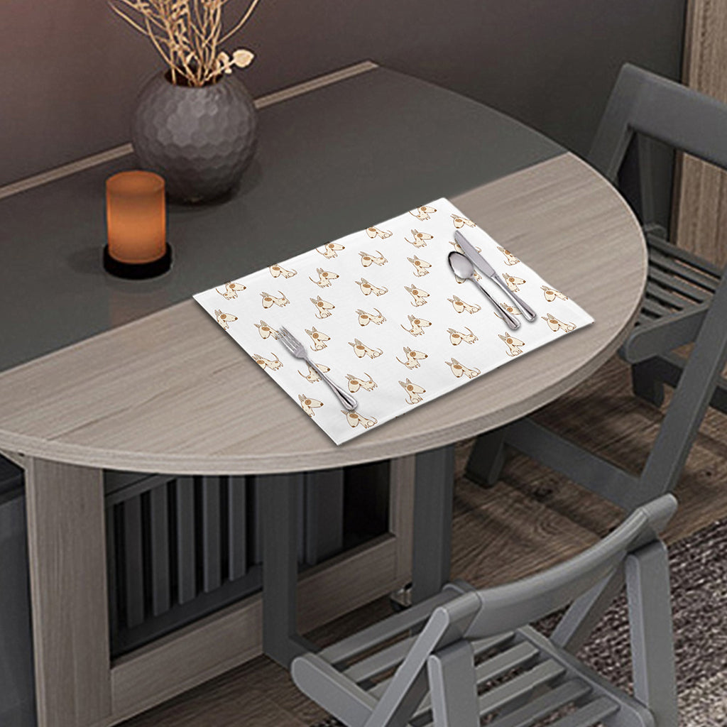 Cartoon Bull Terrier Pattern Print Placemat