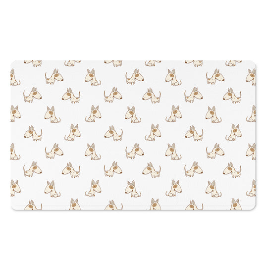 Cartoon Bull Terrier Pattern Print Polyester Doormat