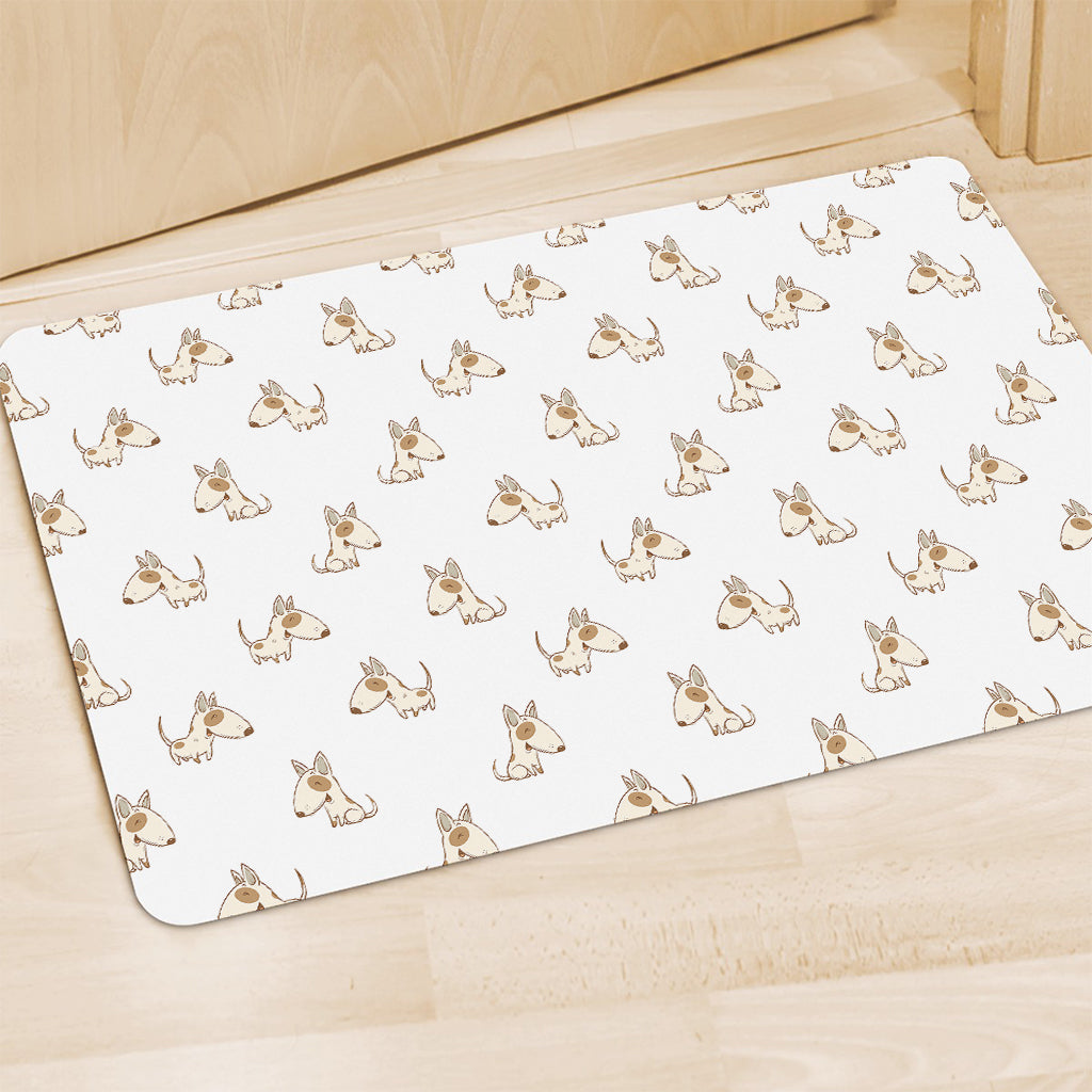 Cartoon Bull Terrier Pattern Print Polyester Doormat