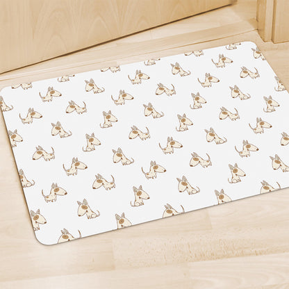 Cartoon Bull Terrier Pattern Print Polyester Doormat