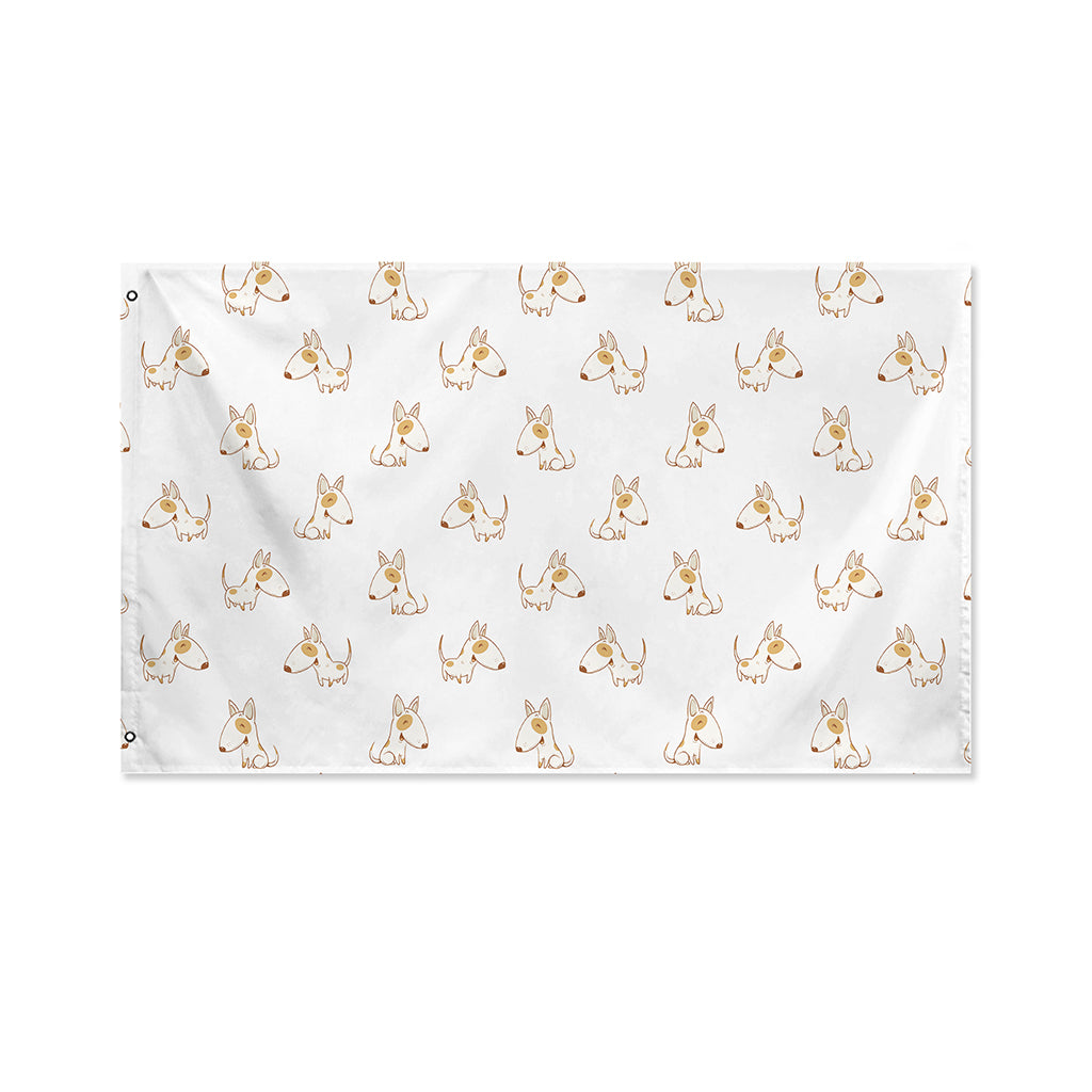 Cartoon Bull Terrier Pattern Print Polyester Flag