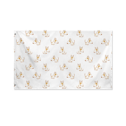 Cartoon Bull Terrier Pattern Print Polyester Flag