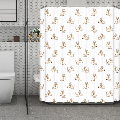 Cartoon Bull Terrier Pattern Print Polyester Shower Curtain