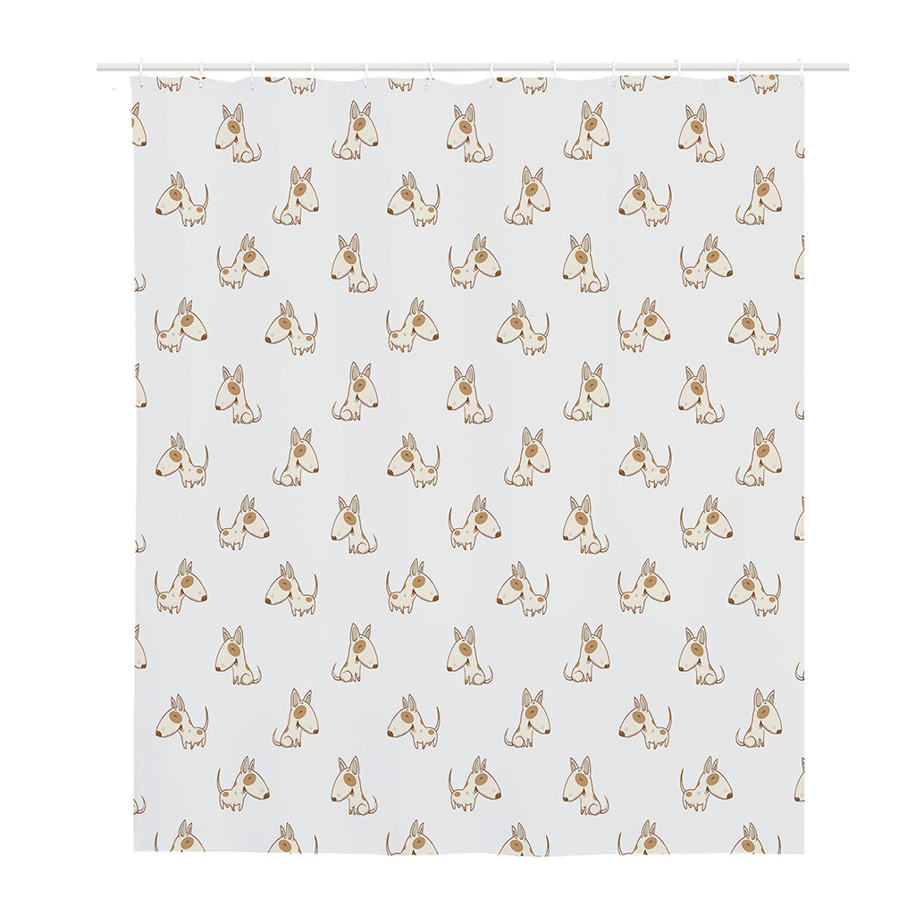 Cartoon Bull Terrier Pattern Print Polyester Shower Curtain
