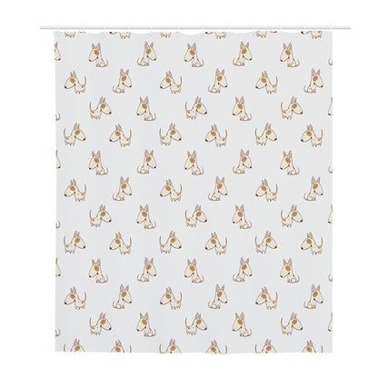 Cartoon Bull Terrier Pattern Print Polyester Shower Curtain