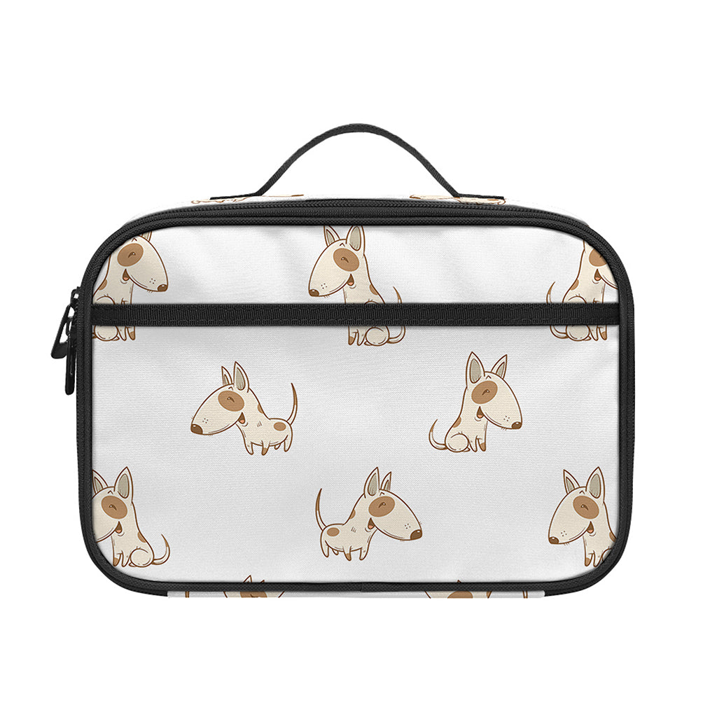 Cartoon Bull Terrier Pattern Print Portable Lunch Bag