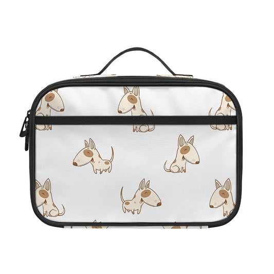 Cartoon Bull Terrier Pattern Print Portable Lunch Bag