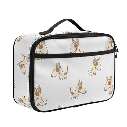 Cartoon Bull Terrier Pattern Print Portable Lunch Bag