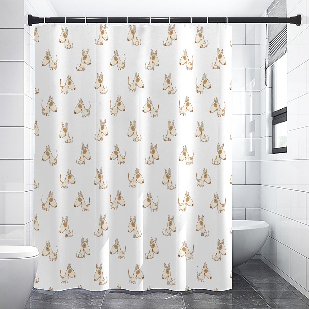 Cartoon Bull Terrier Pattern Print Premium Shower Curtain