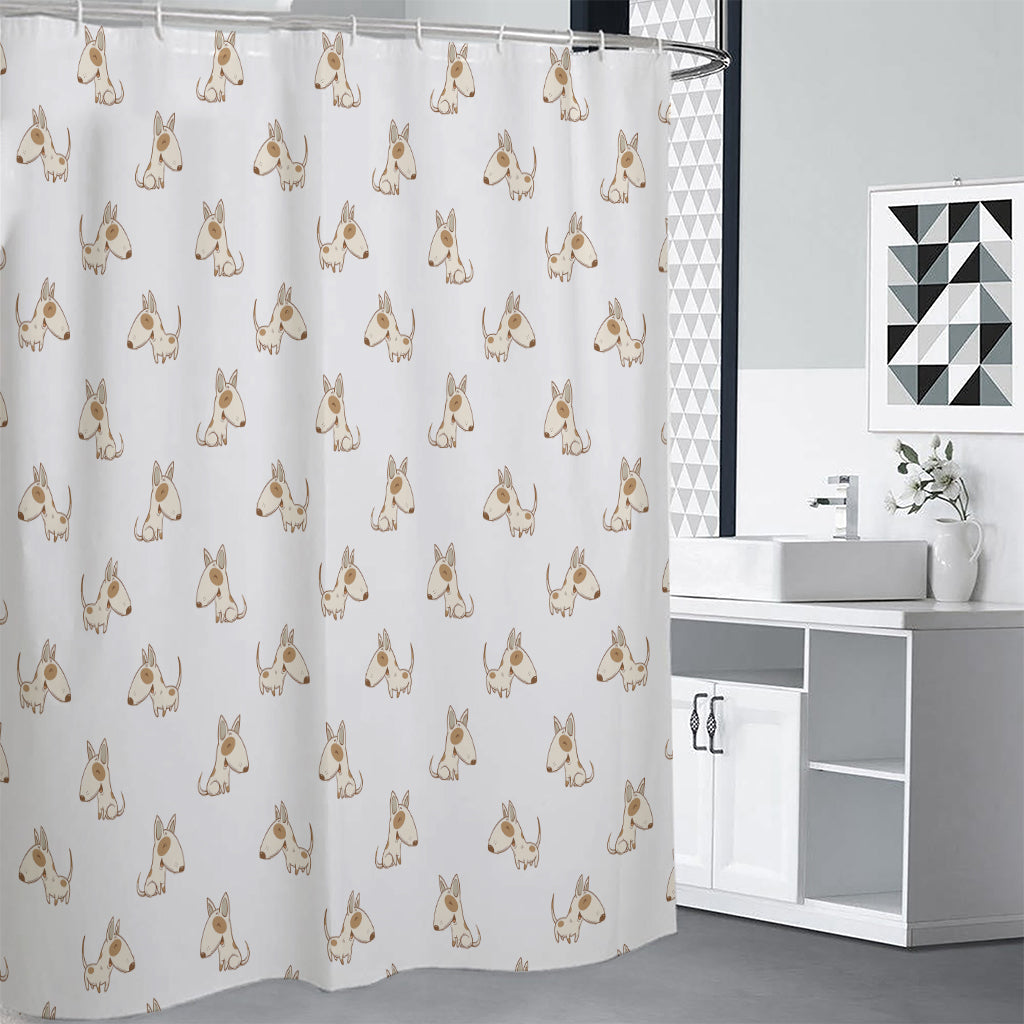 Cartoon Bull Terrier Pattern Print Premium Shower Curtain