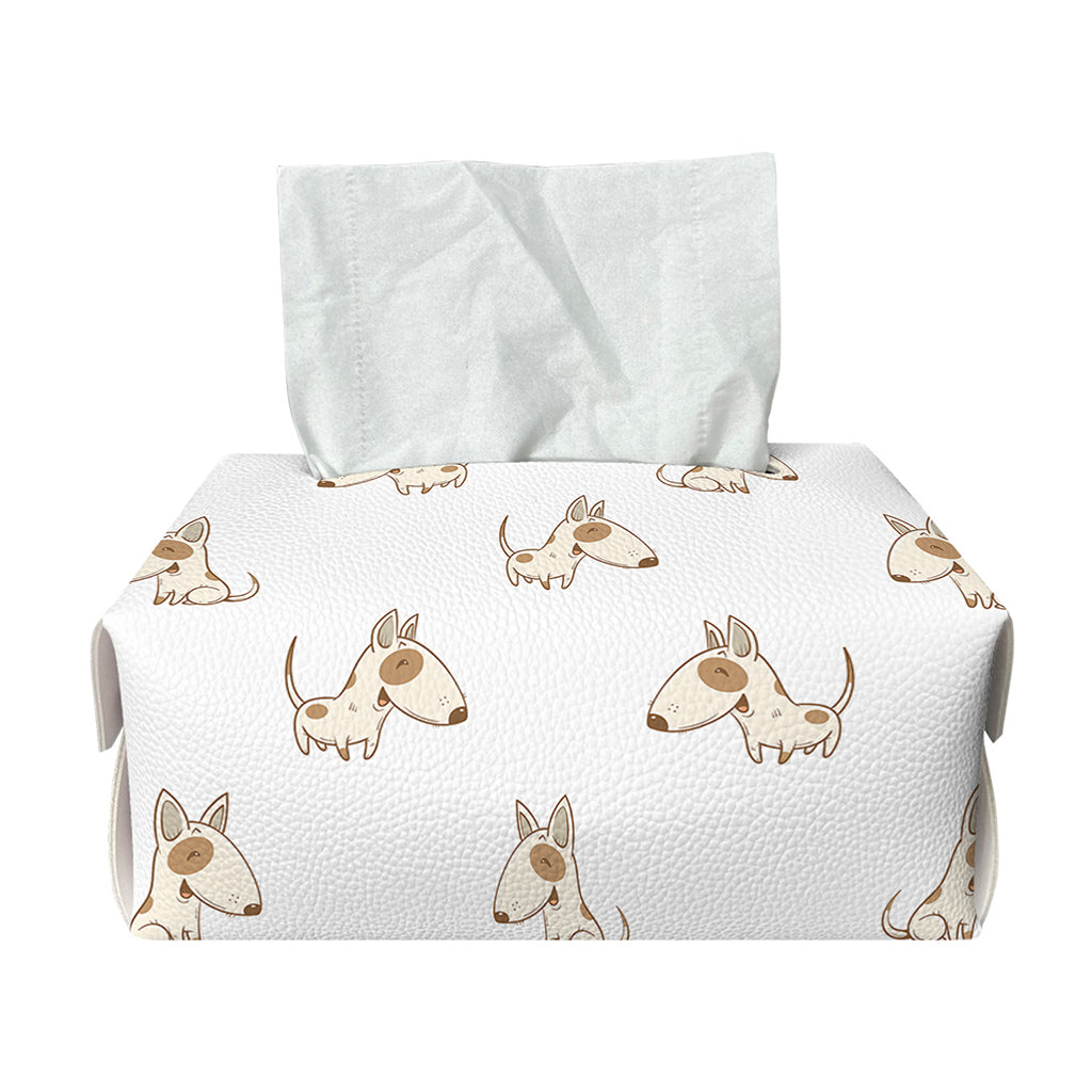Cartoon Bull Terrier Pattern Print Rectangle Tissue Box Cover