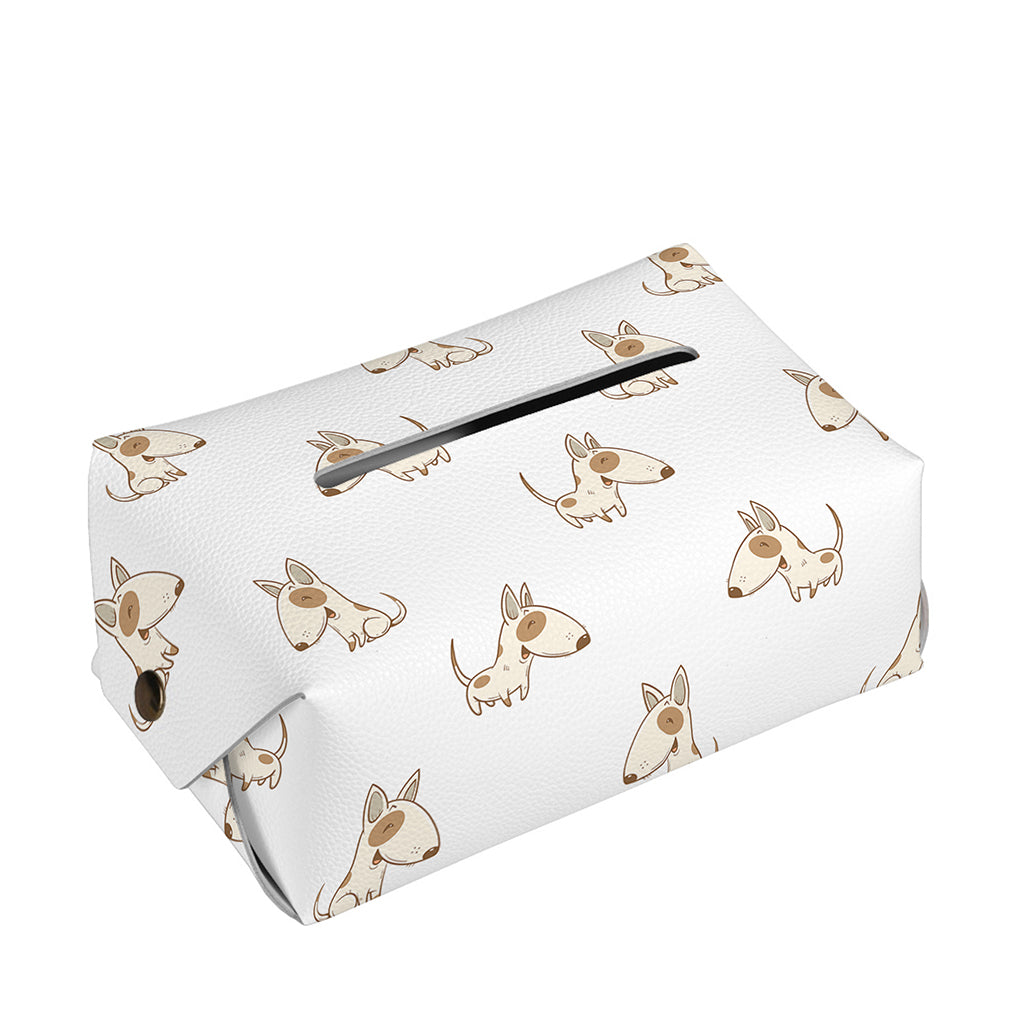 Cartoon Bull Terrier Pattern Print Rectangle Tissue Box Cover