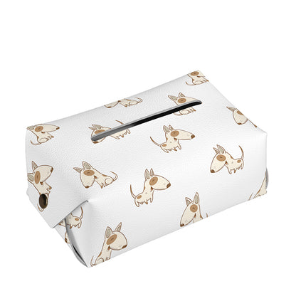Cartoon Bull Terrier Pattern Print Rectangle Tissue Box Cover