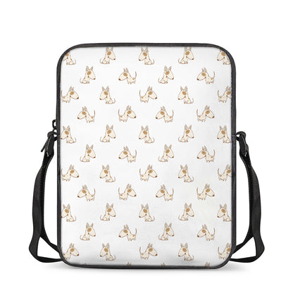 Cartoon Bull Terrier Pattern Print Rectangular Crossbody Bag