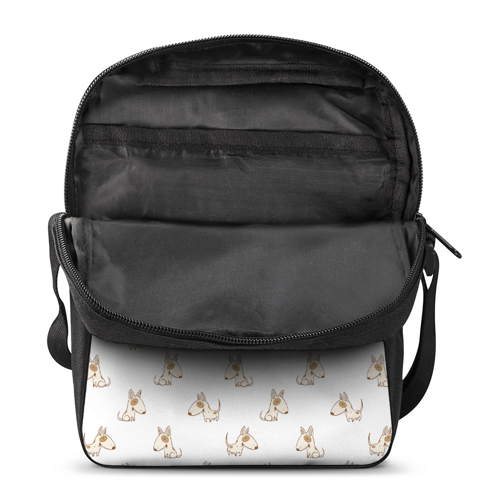Cartoon Bull Terrier Pattern Print Rectangular Crossbody Bag