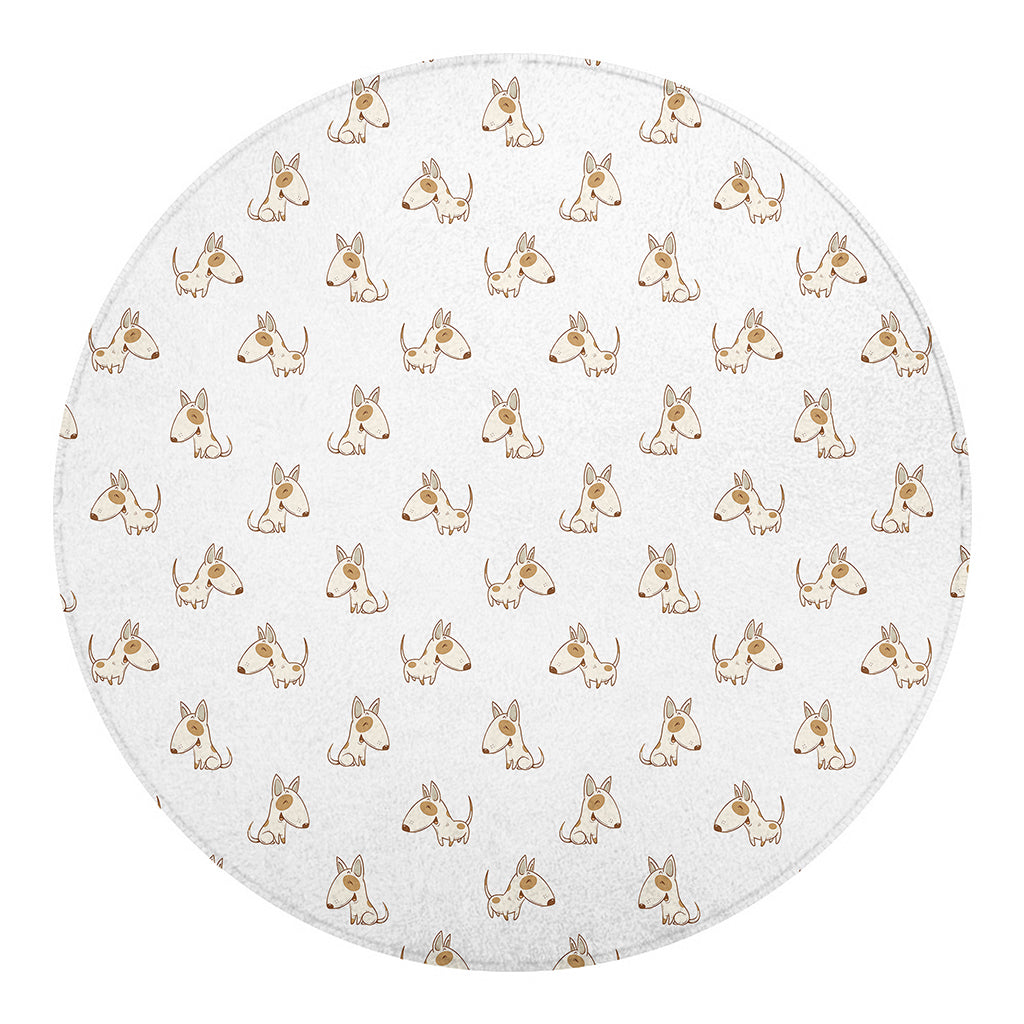 Cartoon Bull Terrier Pattern Print Round Blanket