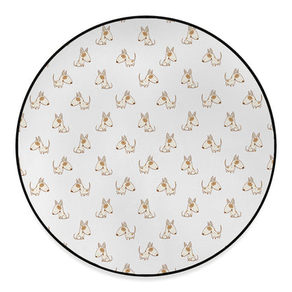 Cartoon Bull Terrier Pattern Print Round Floor Mat