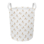 Cartoon Bull Terrier Pattern Print Round Laundry Basket