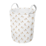 Cartoon Bull Terrier Pattern Print Round Laundry Basket
