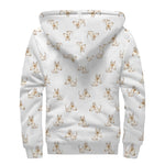 Cartoon Bull Terrier Pattern Print Sherpa Lined Zip Up Hoodie
