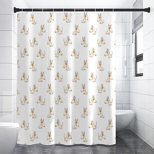 Cartoon Bull Terrier Pattern Print Shower Curtain