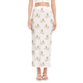 Cartoon Bull Terrier Pattern Print Side Slit Maxi Skirt