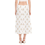 Cartoon Bull Terrier Pattern Print Side Slit Midi Skirt