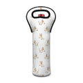 Cartoon Bull Terrier Pattern Print Single Neoprene Wine Tote