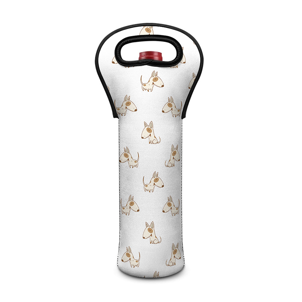 Cartoon Bull Terrier Pattern Print Single Neoprene Wine Tote
