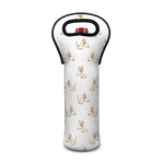 Cartoon Bull Terrier Pattern Print Single Neoprene Wine Tote