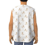 Cartoon Bull Terrier Pattern Print Sleeveless Baseball Jersey