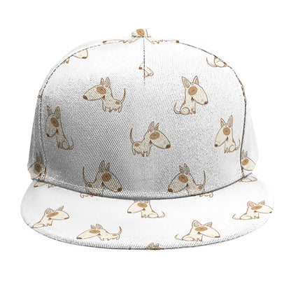 Cartoon Bull Terrier Pattern Print Snapback Cap