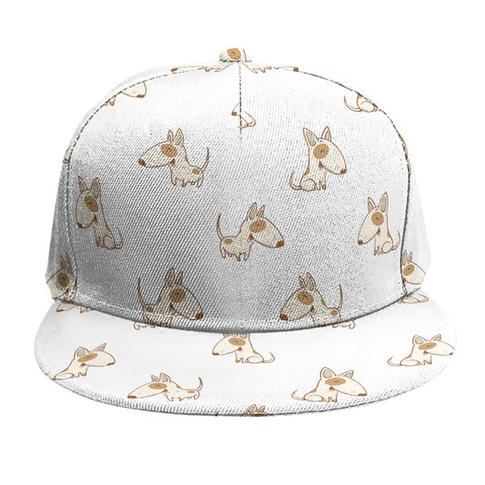 Cartoon Bull Terrier Pattern Print Snapback Cap