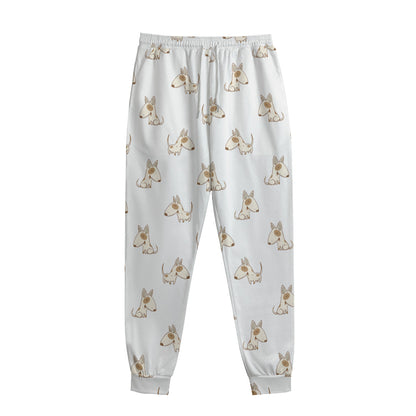 Cartoon Bull Terrier Pattern Print Sweatpants