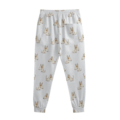 Cartoon Bull Terrier Pattern Print Sweatpants