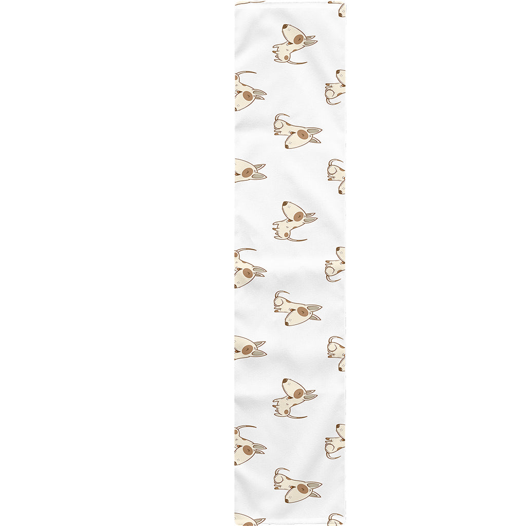 Cartoon Bull Terrier Pattern Print Table Runner