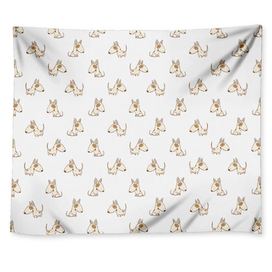 Cartoon Bull Terrier Pattern Print Tapestry