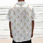 Cartoon Bull Terrier Pattern Print Textured Short Sleeve Shirt