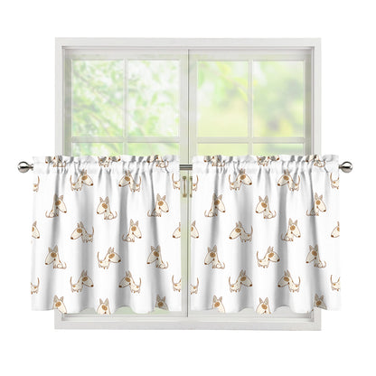 Cartoon Bull Terrier Pattern Print Tier Curtains