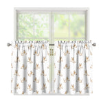 Cartoon Bull Terrier Pattern Print Tier Curtains