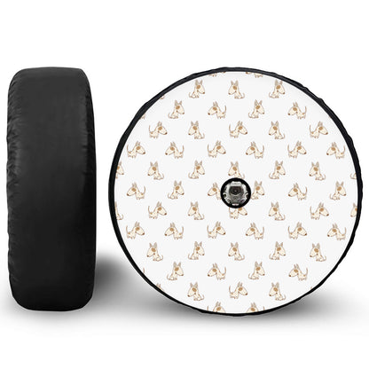 Cartoon Bull Terrier Pattern Print Tire Cover With Camera Hole