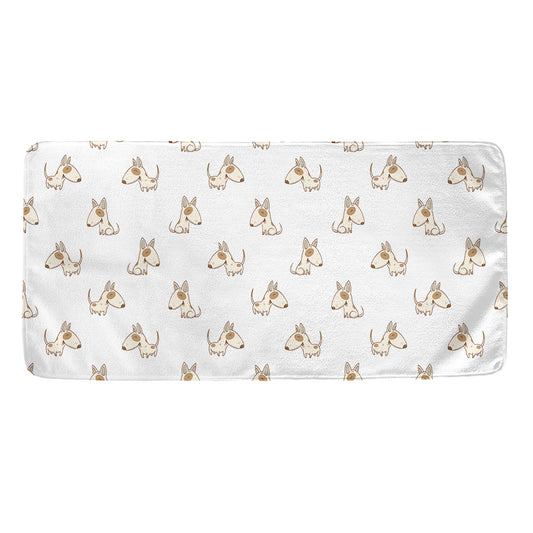 Cartoon Bull Terrier Pattern Print Towel