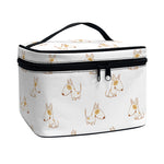 Cartoon Bull Terrier Pattern Print Travel Makeup Bag