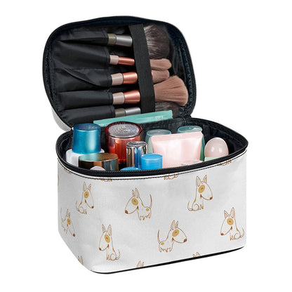 Cartoon Bull Terrier Pattern Print Travel Makeup Bag